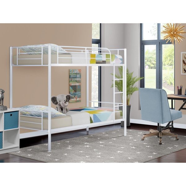 East West Furniture East West Furniture DAT0WHI Danbury Twin Size Bunk Bed - Powder Coating White DAT0WHI